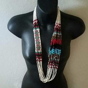 💜Native American Aztec Seed Bead Adjust. Necklace